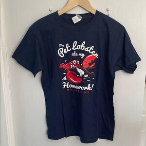 Gildan Navy Blue Kids Tee with Red Lobster Print